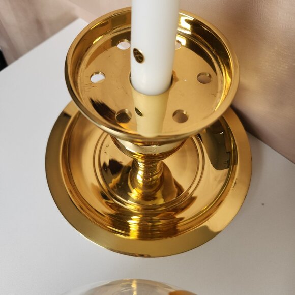 VINTAGE Partylite "Tuscany Lamp" Gold Leaf & Etched Grapes With Gold Pillar Base - Picture 11 of 13